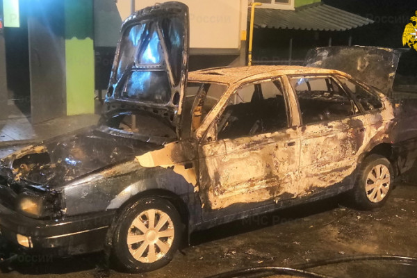 В Смоленском районе вспыхнул припаркованный во дворе «Volkswagen Passat»