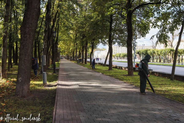 В парках и скверах Смоленска проходит уборка осенней листвы