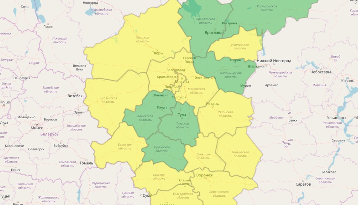 «Жёлтый» уровень опасности объявили в Смоленске до 24 ноября из-за ветра и снега